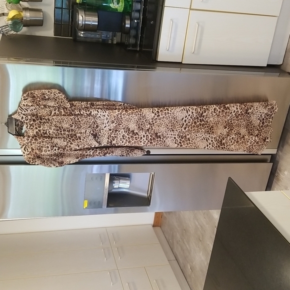 💕RONNY KOBO💕 Bernadette Pleated Leopard-Print Chiffon Midi Dress ~ Small NWT - Picture 13 of 16